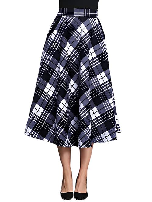 women checkered mid rise flared skirt - 21956436 -  Standard Image - 0