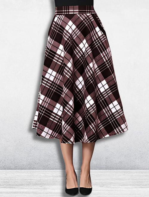 women checkered mid rise flared skirt - 21956444 -  Standard Image - 0