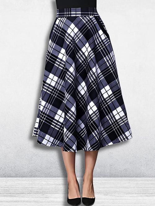 women checkered mid rise flared skirt - 21956454 -  Standard Image - 0