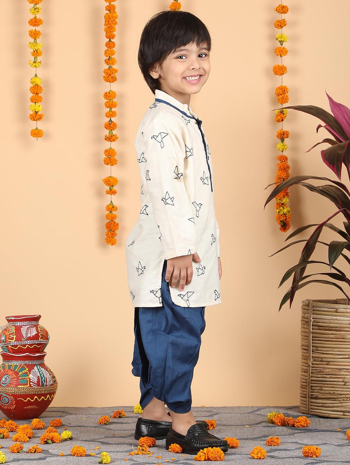 boys embroidered kurta and dhoti set - 21956481 - Standard Image - 2