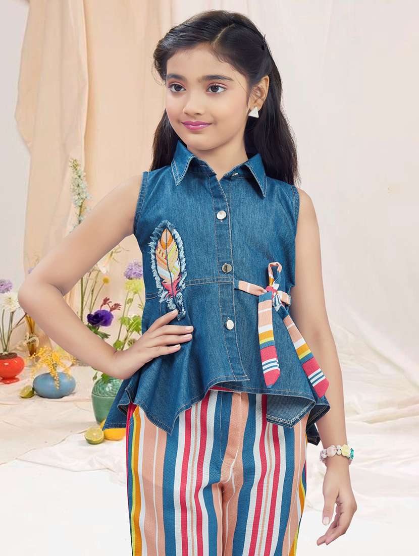 girls striped sleeveless capri set 