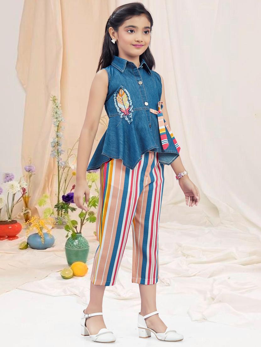 girls striped sleeveless capri set - 21956486 - Standard Image - 2