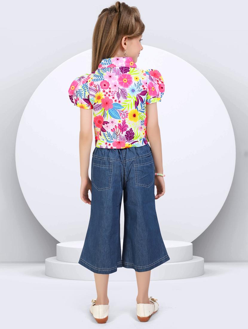 girls floral print trouser and top set - 21956489 - Standard Image - 2