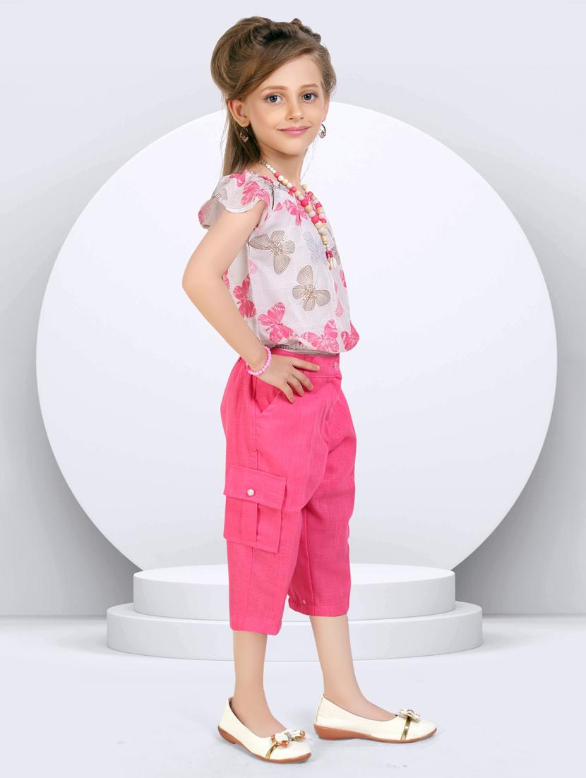 girls pink printed trouser and top set - 21956491 - Standard Image - 2