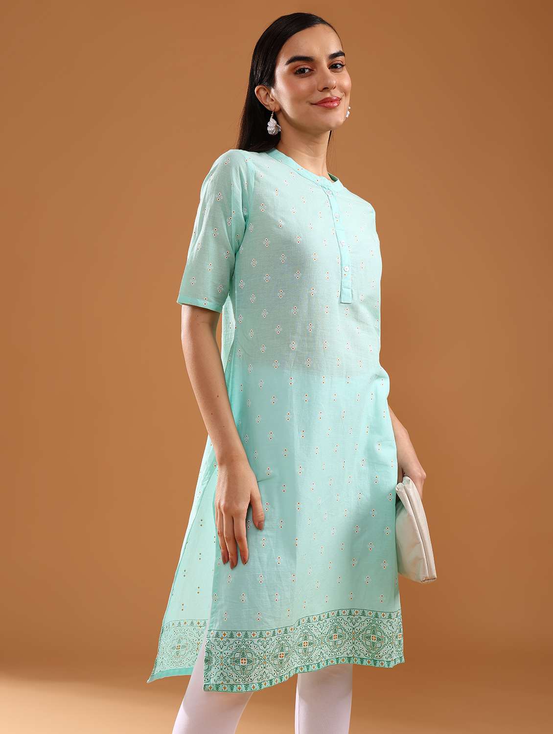 women printed three quarter sleeve straight kurta - 21956531 - Zoom Image - 0