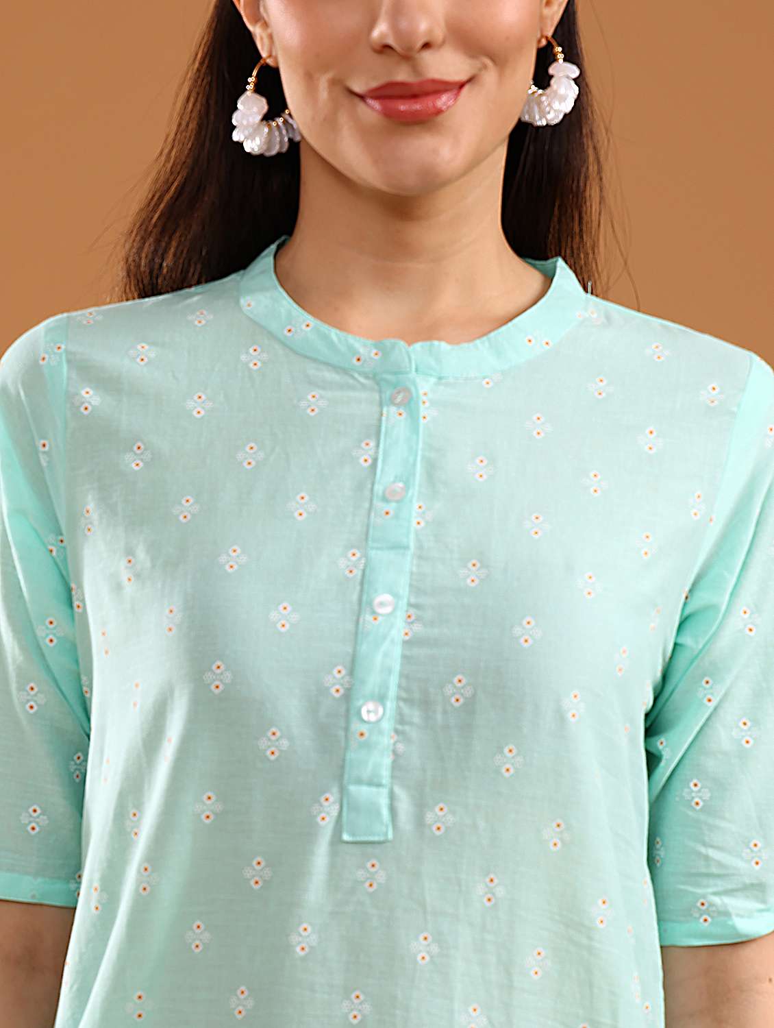 women printed three quarter sleeve straight kurta - 21956531 - Standard Image - 2