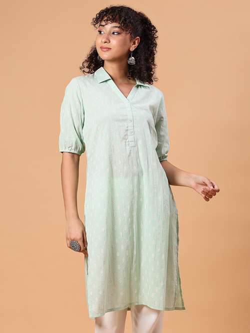 women printed three quarter sleeve straight kurta - 21956534 -  Standard Image - 0