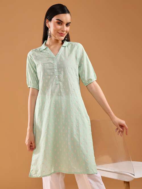 women printed three quarter sleeve straight kurta - 21956534 - Standard Image - 0