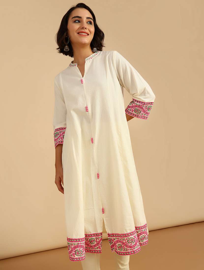 women three quarter sleeve a-line kurta