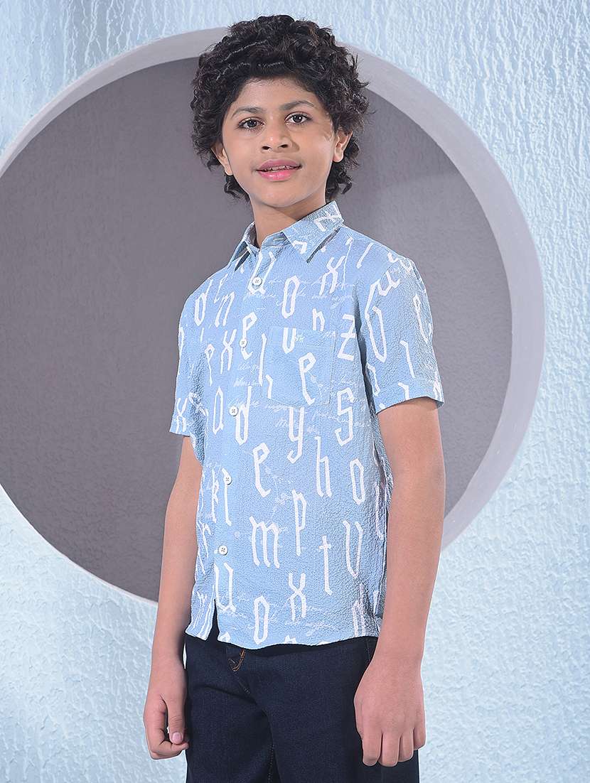 boys printed collared short sleeve shirt - 21956684 -  Standard Image - 2