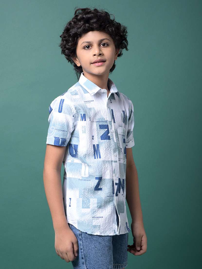 boys printed collared short sleeve shirt - 21956685 -  Standard Image - 2