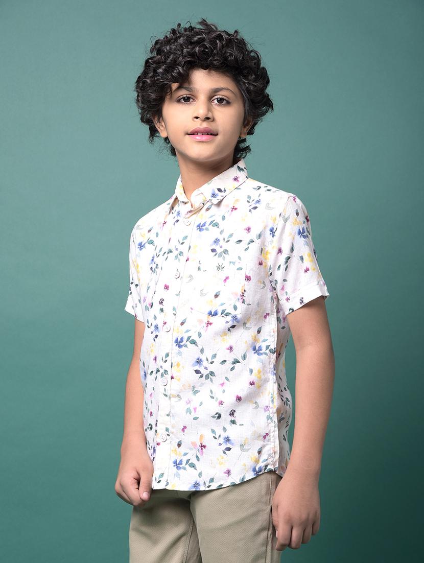 boys floral printed collared short sleeve shirt - 21956686 - Standard Image - 2