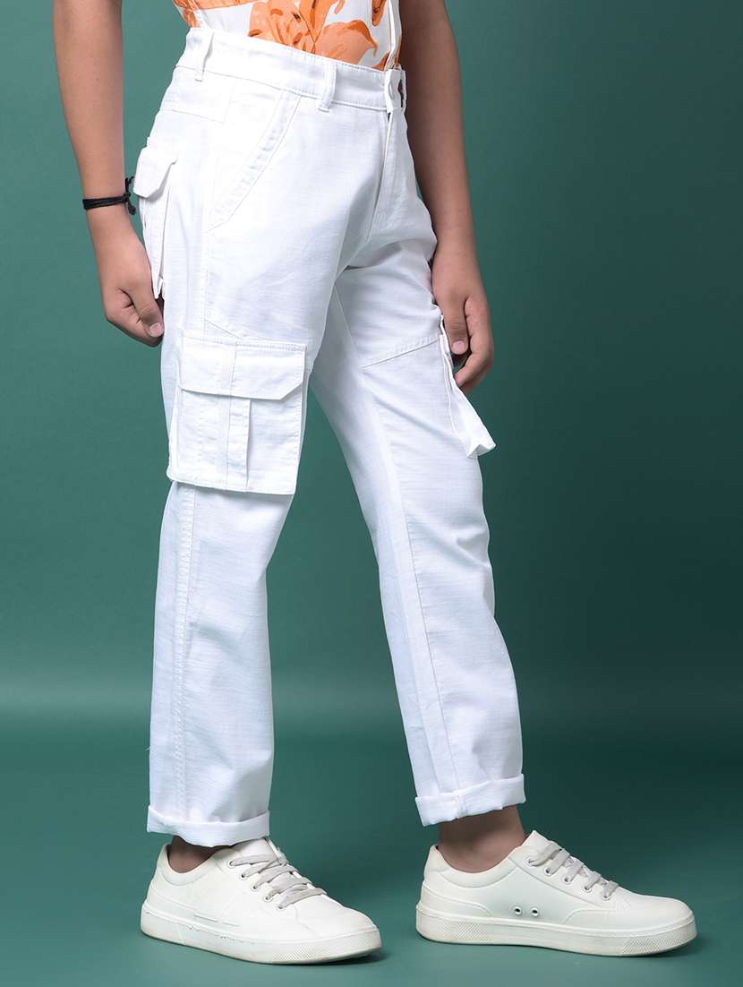 boys solid mid rise relaxed fit cargo  - 21956742 -  Standard Image - 2