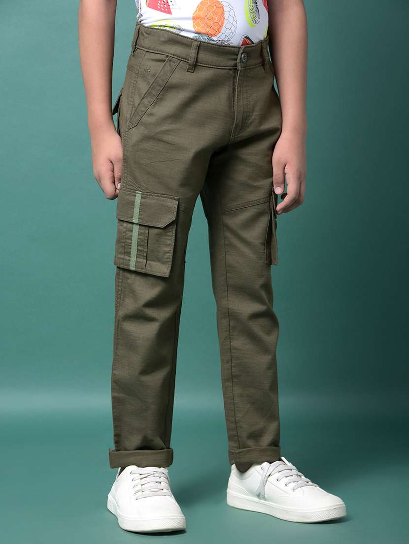 boys solid mid rise relaxed fit cargo  - 21956744 -  Standard Image - 2
