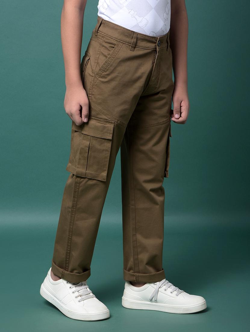 boys solid mid rise relaxed fit cargo - 21956748 - Standard Image - 2