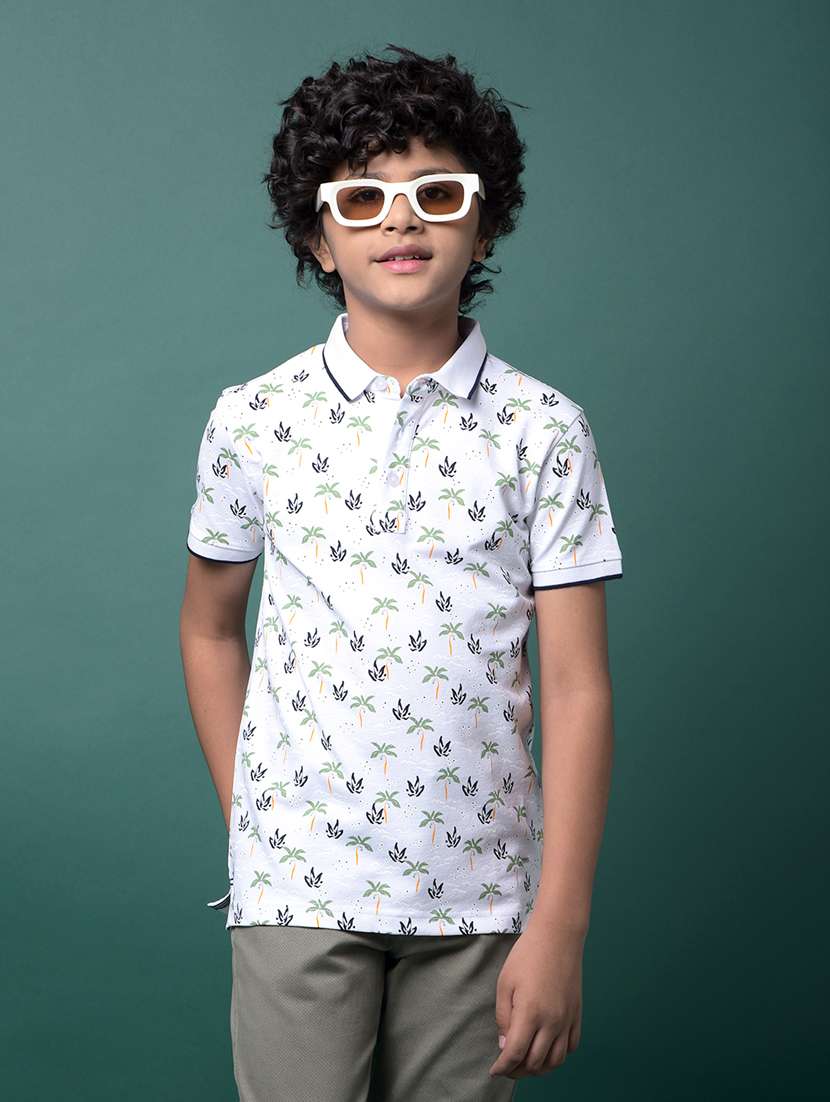 boys printed short sleeve regular fit polo t-shirt