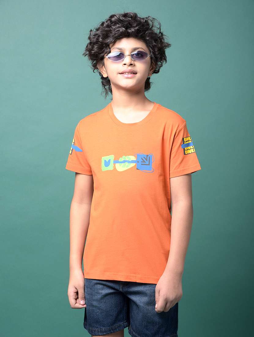 boys printed short sleeve regular fit t-shirt