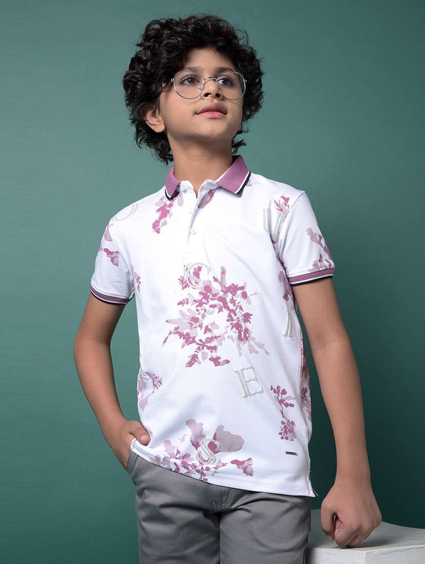 boys printed short sleeve regular fit polo t-shirt