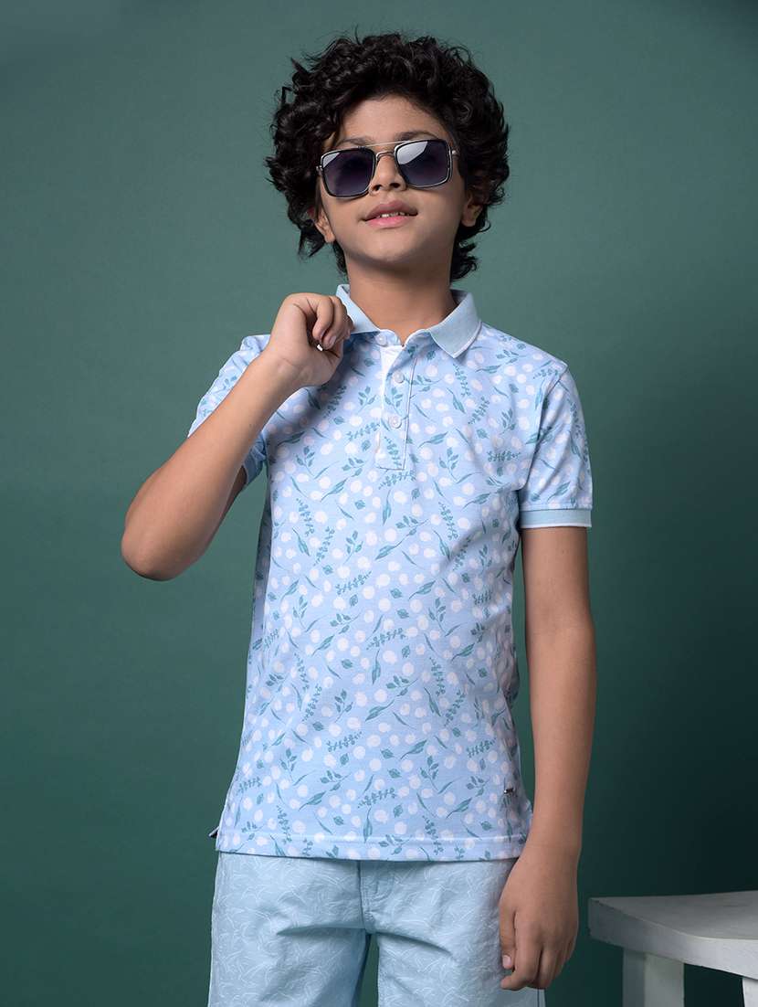 boys printed short sleeve regular fit polo t-shirt