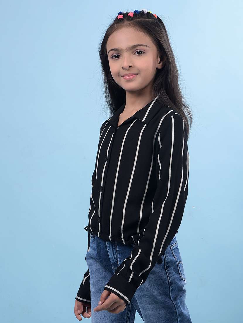 girls striped collared long sleeve shirt style top - 21956786 -  Standard Image - 2