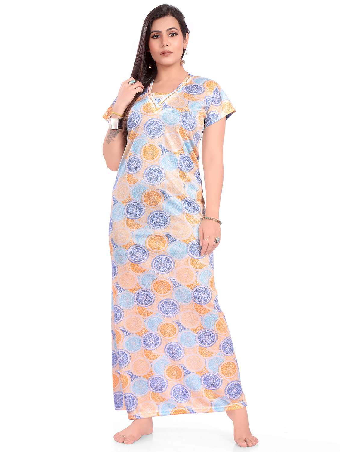 women multi colored short sleeve nighty - 21956795 -  Standard Image - 2