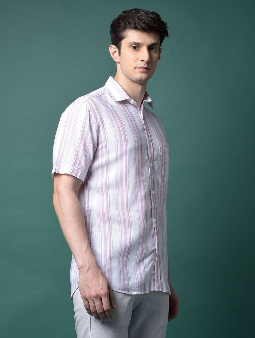Men Striped Short Sleeve Slim Fit Casual Shirt - 21956825 -  Standard Image - 2
