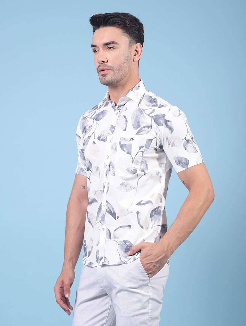 men printed short sleeve slim fit casual shirt - 21956836 -  Standard Image - 2
