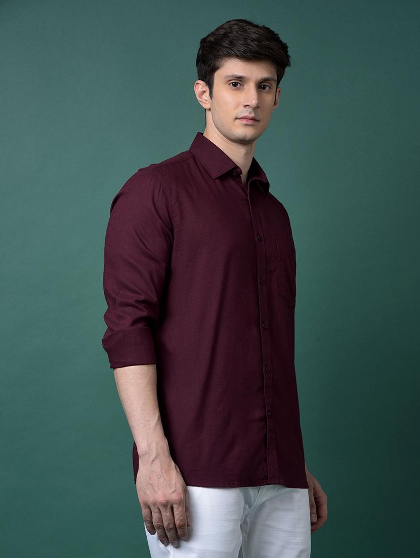 men solid long sleeve slim fit casual shirt - 21956844 - Standard Image - 2