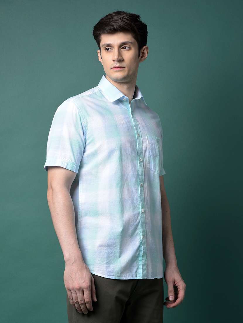 men checkered short sleeve slim fit casual shirt - 21956847 -  Standard Image - 2