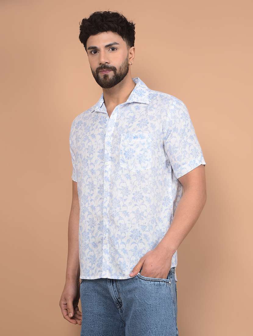 men floral short sleeve slim fit casual shirt - 21956853 -  Standard Image - 2
