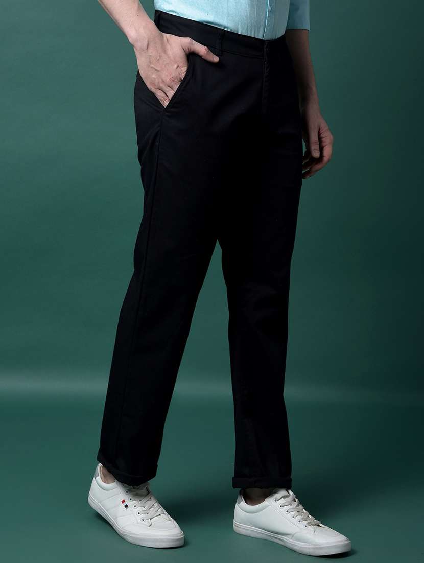 men solid mid rise flat front casual chinos - 21956870 - Standard Image - 2