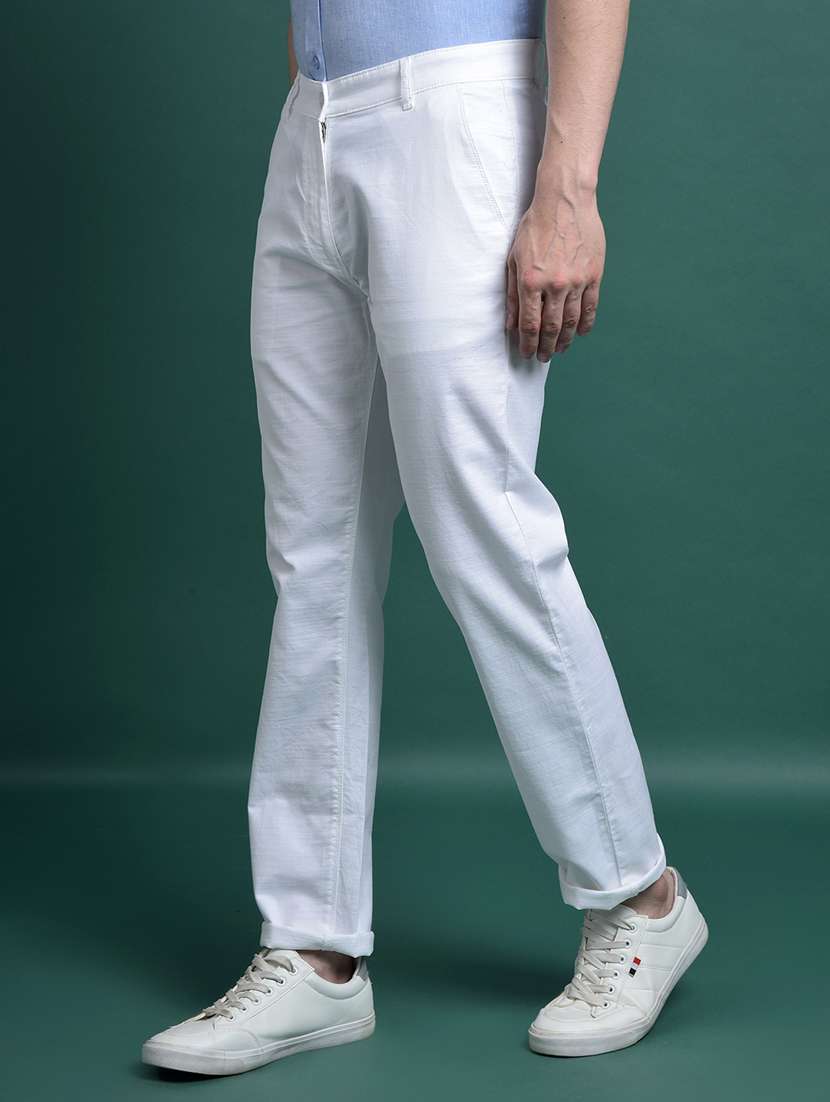 men solid mid rise flat front casual chinos  - 21956872 -  Standard Image - 2