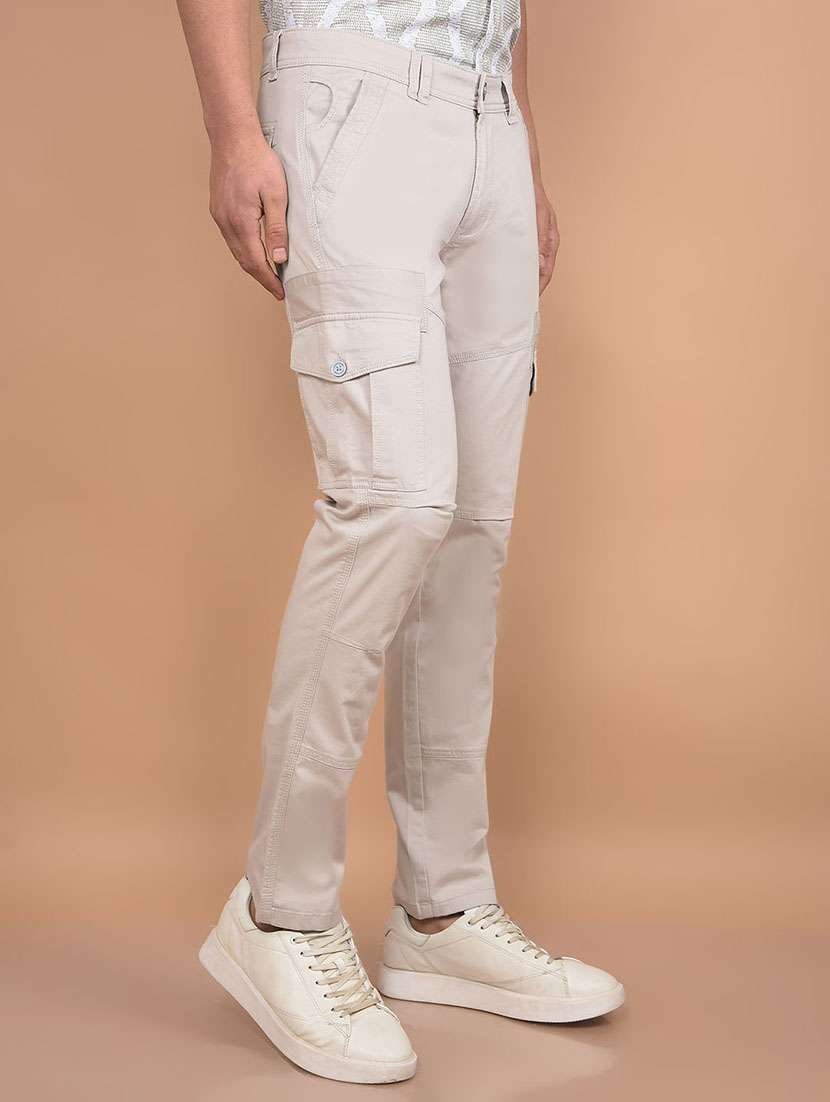 men grey solid mid rise regular fit cargo - 21956887 -  Standard Image - 2