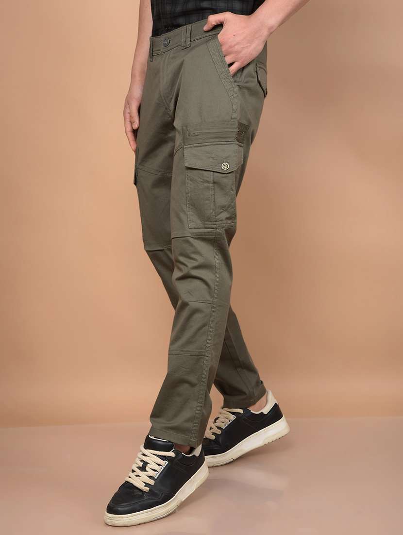 men olive solid mid rise relaxed fit cargo - 21956888 -  Standard Image - 2