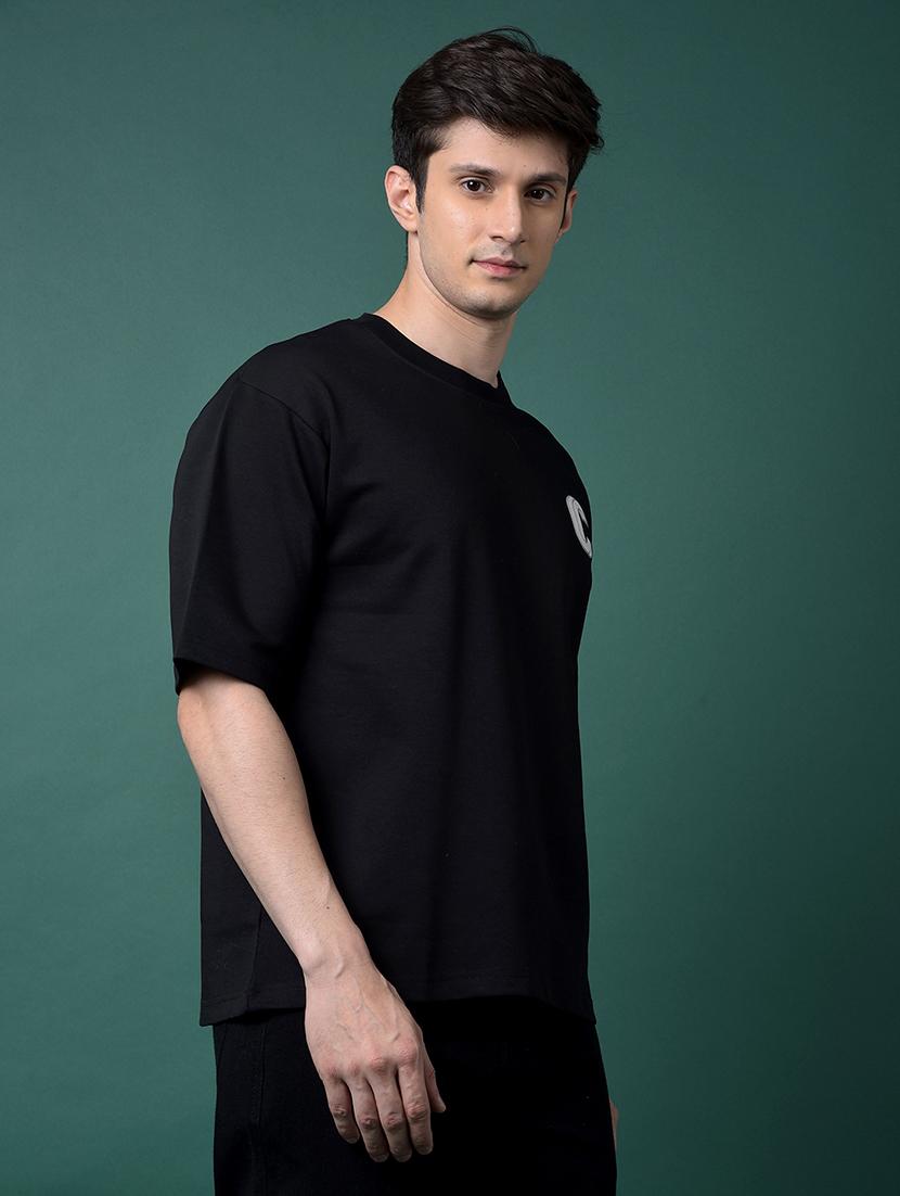men black solid short sleeve oversized t-shirt - 21956896 - Standard Image - 2