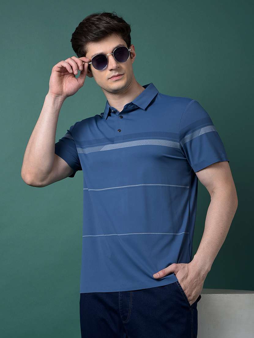 men striped short sleeve regular fit polo t-shirt