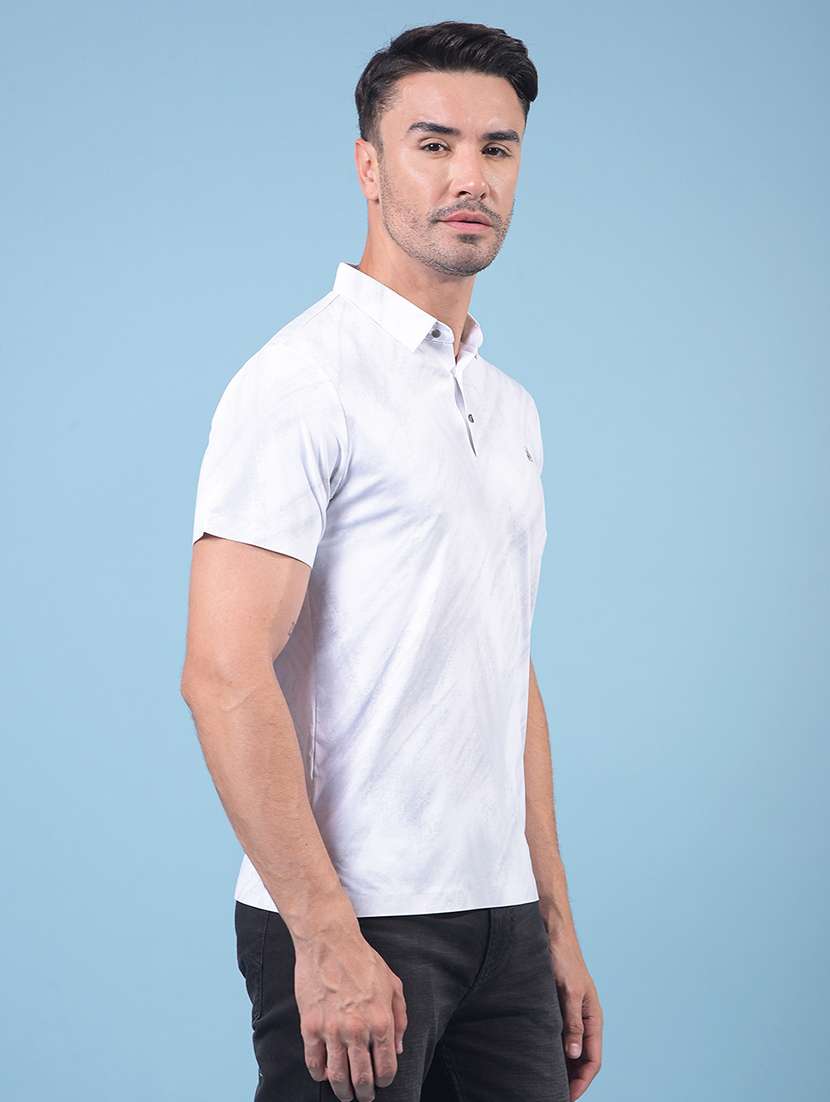 men printed short sleeve slim fit polo t-shirt - 21956899 -  Standard Image - 2