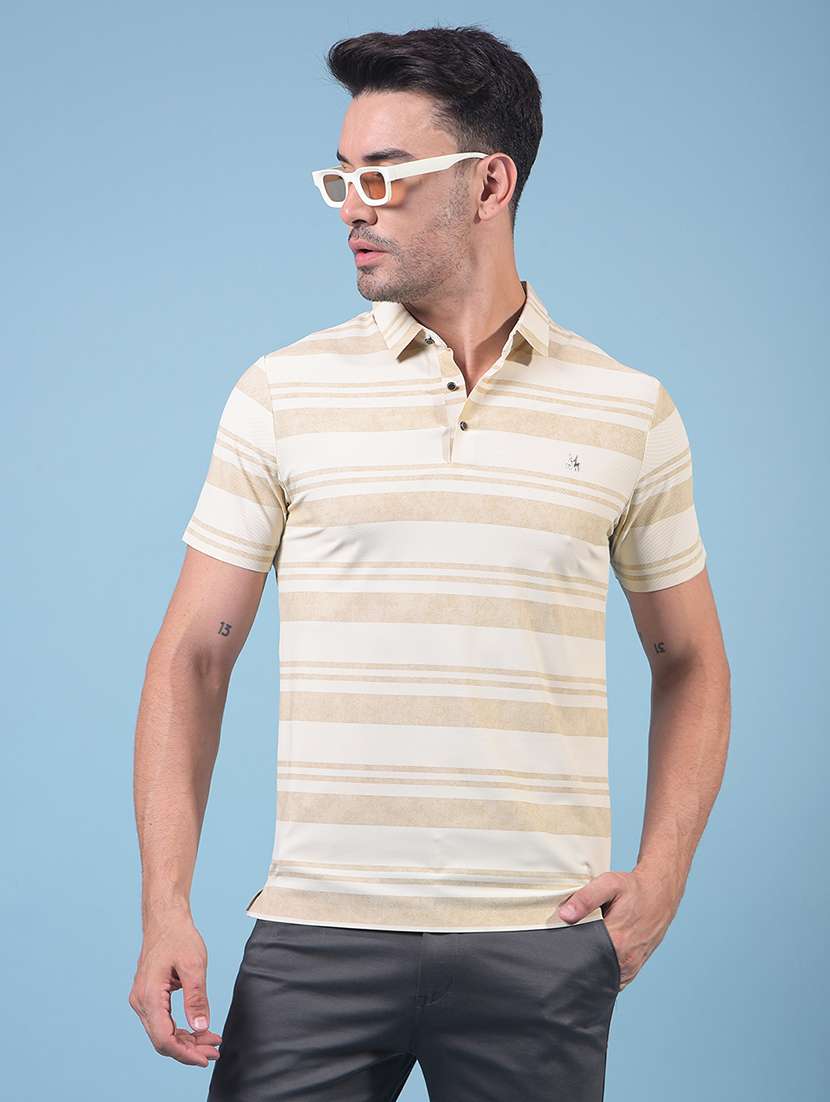men striped short sleeve slim fit fit polo t-shirt