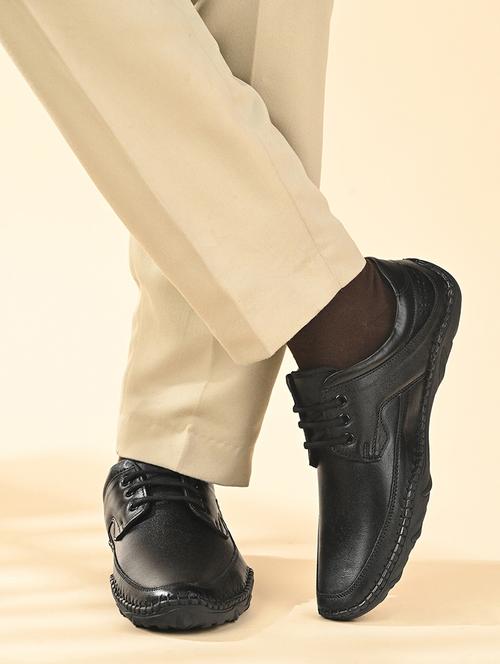 men black solid lace-up derby - 21956948 - Standard Image - 0