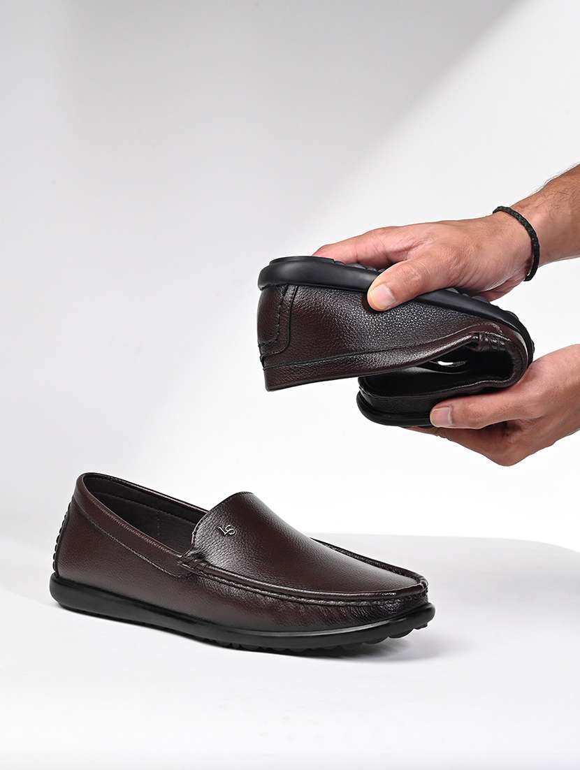 men brown slip on loafer - 21956957 -  Zoom Image - 0