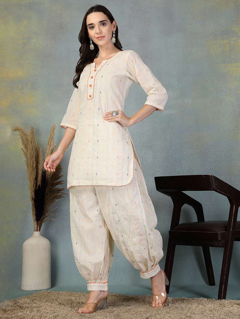 women three quarter sleeve kurta salwar set - 21956986 -  Standard Image - 2