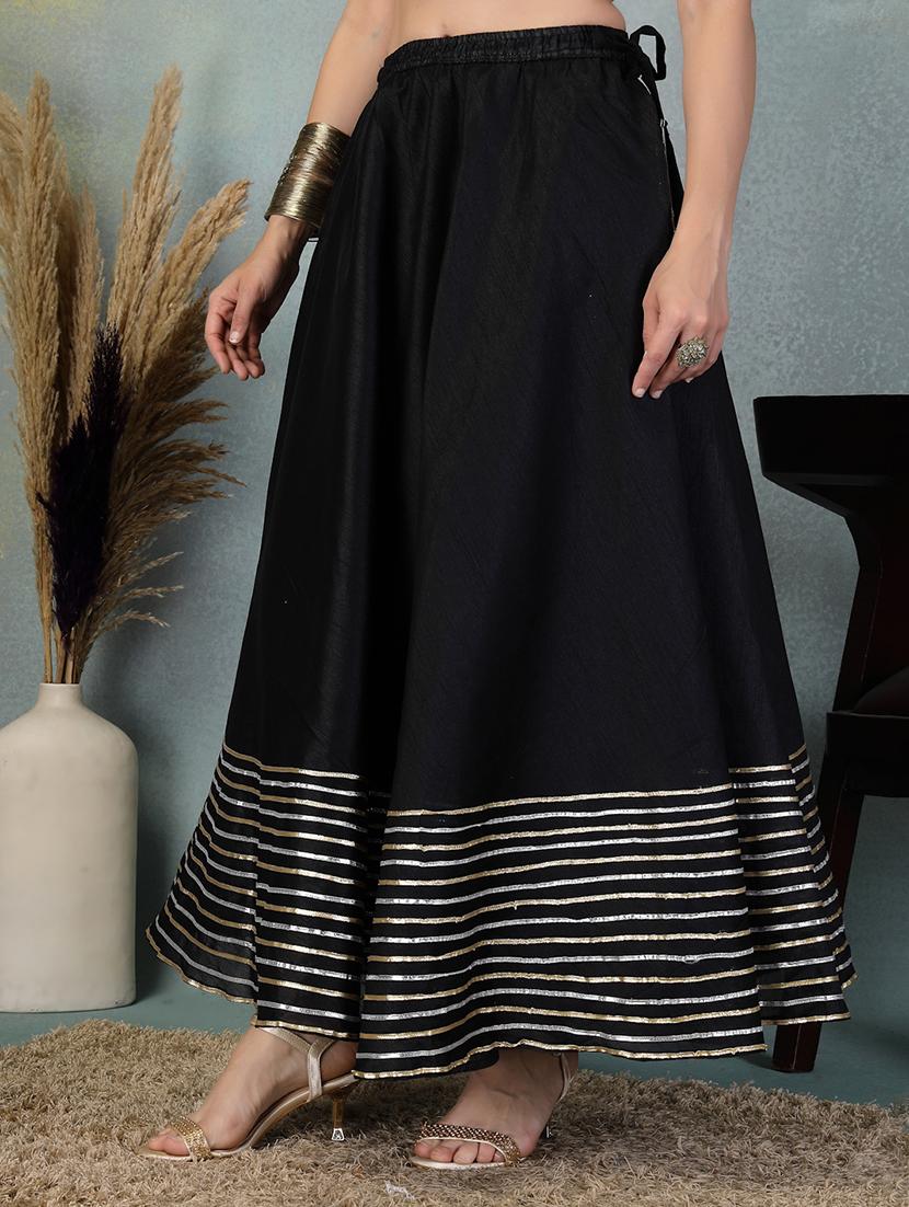 women black striped flared party wear skirt - 21956989 - Standard Image - 2