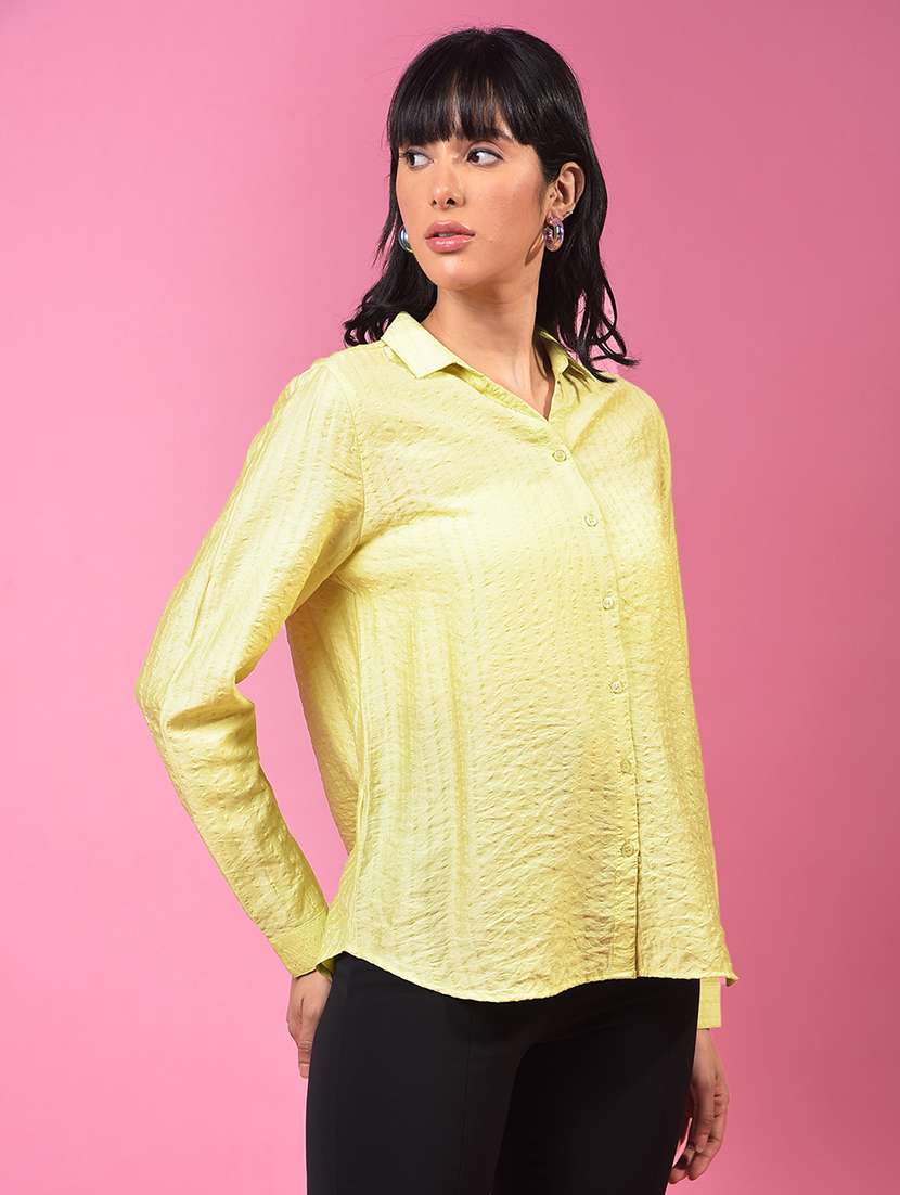 women solid collared long slevee regular fit shirt - 21957009 -  Standard Image - 2