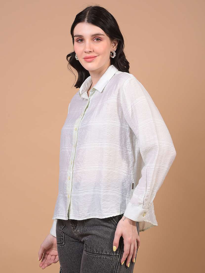 women self designed collared long sleeve regular fit shirt - 21957015 -  Standard Image - 2