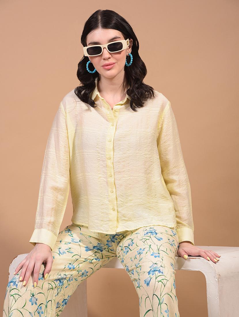 women self designed collared long sleeve regular fit shirt - 21957016 - Zoom Image - 0