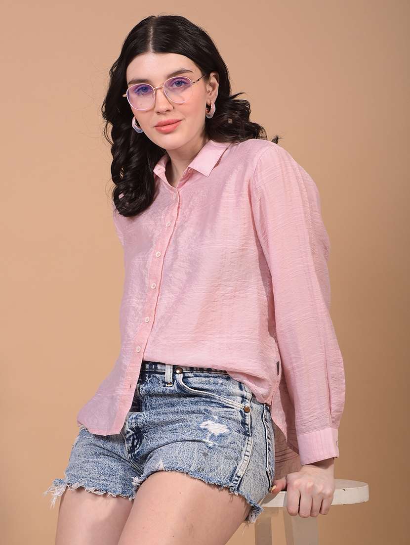 women solid collared long sleeve regular fit shirt - 21957017 -  Zoom Image - 0