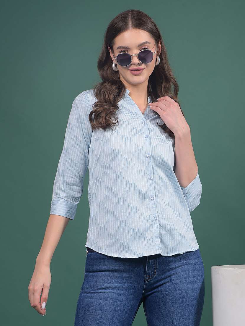 women self designed mandarin collared shirt