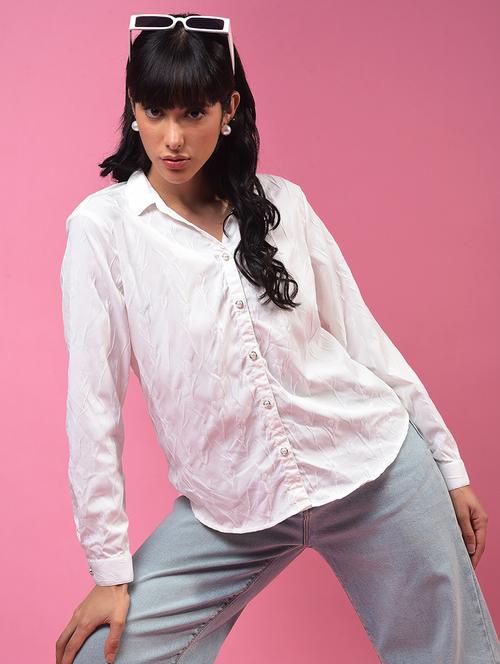 women self designed collared long sleeve regular fit shirt - 21957022 - Standard Image - 0