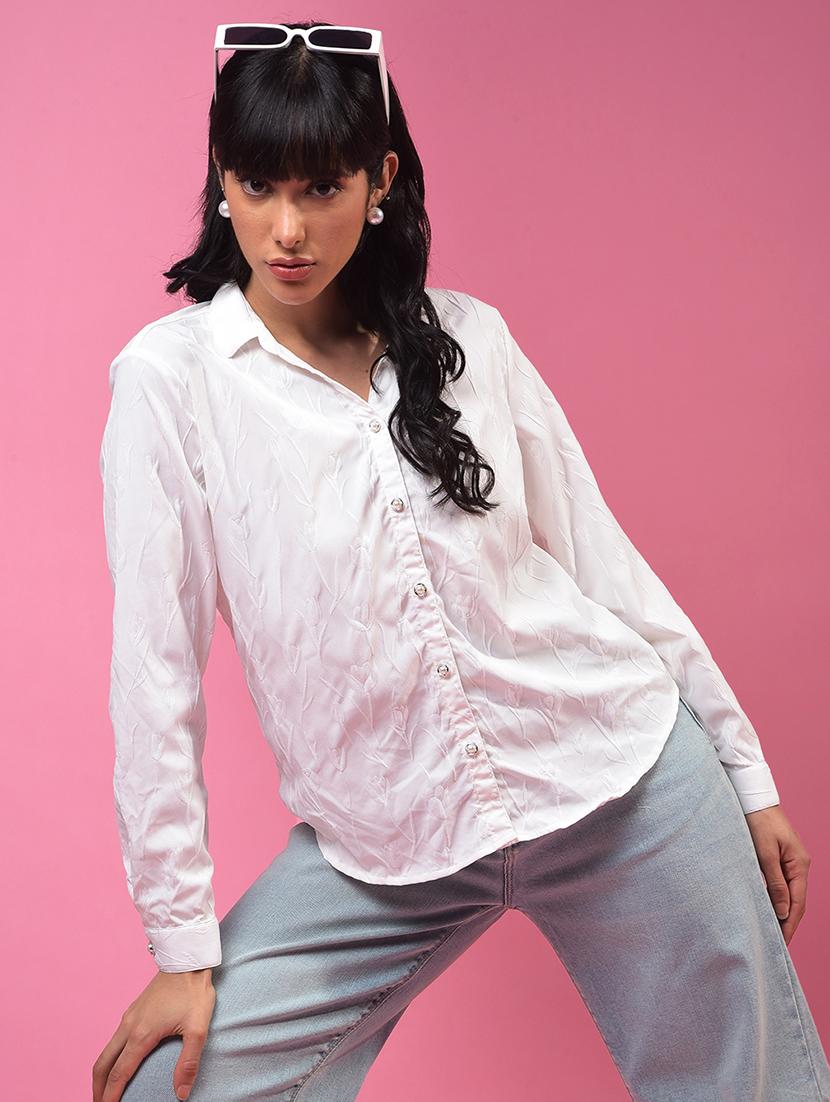 women self designed collared long sleeve regular fit shirt - 21957022 - Zoom Image - 0
