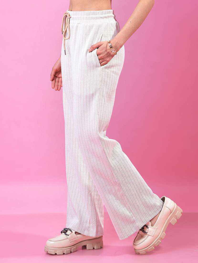 women white solid high rise straight trouser - 21957052 -  Standard Image - 2